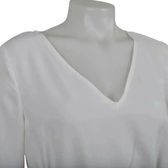 Zara White Blouse Top With Belt  V-Neck Flowy Size Small - Picture 9 of 14